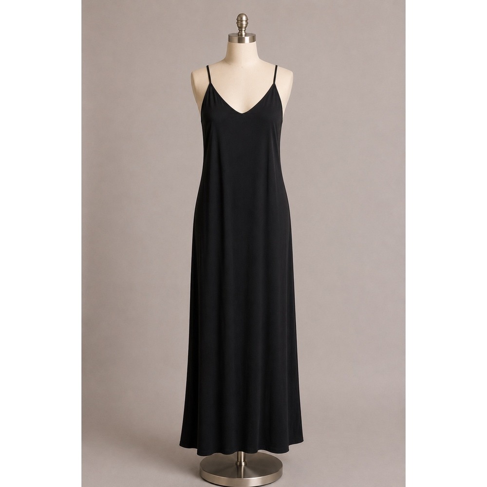 Vintage Gail Hoopen Lucienne Phillips Black Viscose Slip Dress 10 Made in Eng - Picture 9 of 9